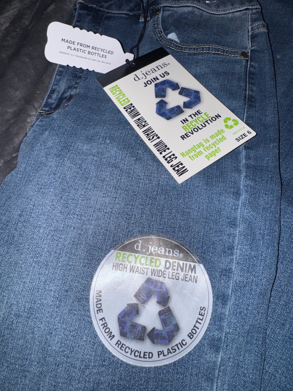 NWT. d.jeans recycled denim high waist wide leg jean size 6 medium candy